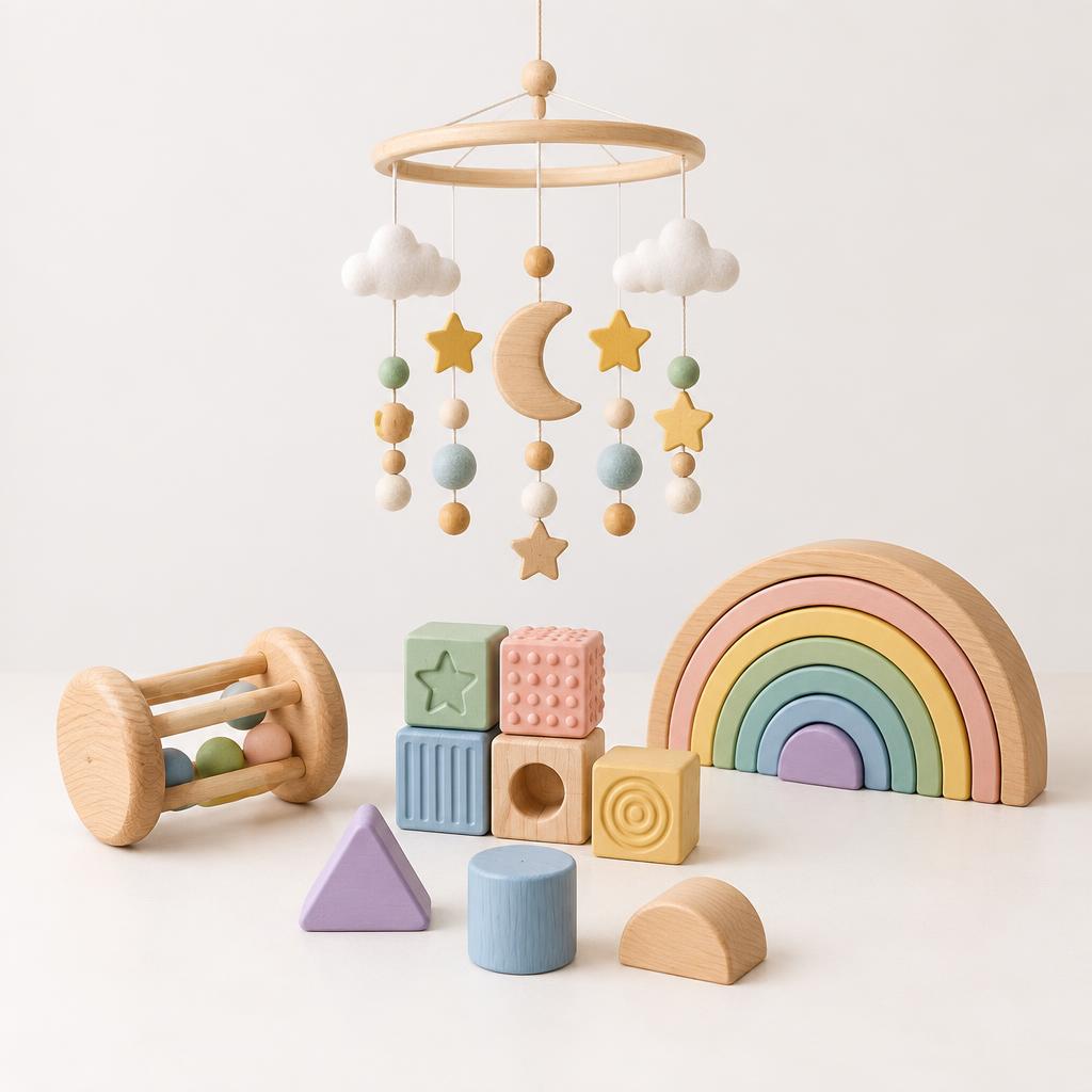 Composição de catálogo para brinquedos da linha baby