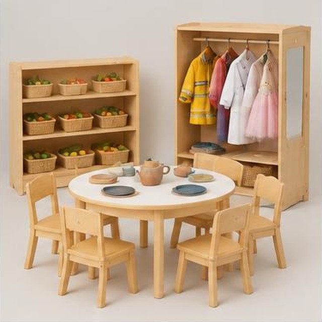Composição de catálogo para mobiliario infantil
